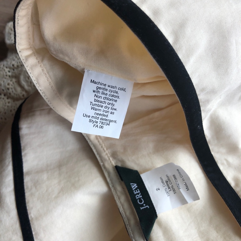 J. Crew Cream Midi Cotton Skirt Lace Ruffle and Velvet Trim Details 2006 - Picture 6 of 8